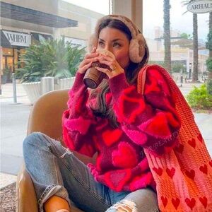 Women's New Fall And Winter Round Neck Long-Sleeved Knit Sweater love pattern